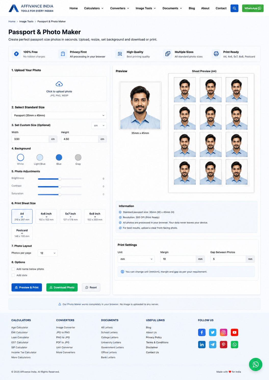 Passport photo maker upload step